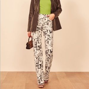 Reformation Newsprint High Rise Straight Long Jeans